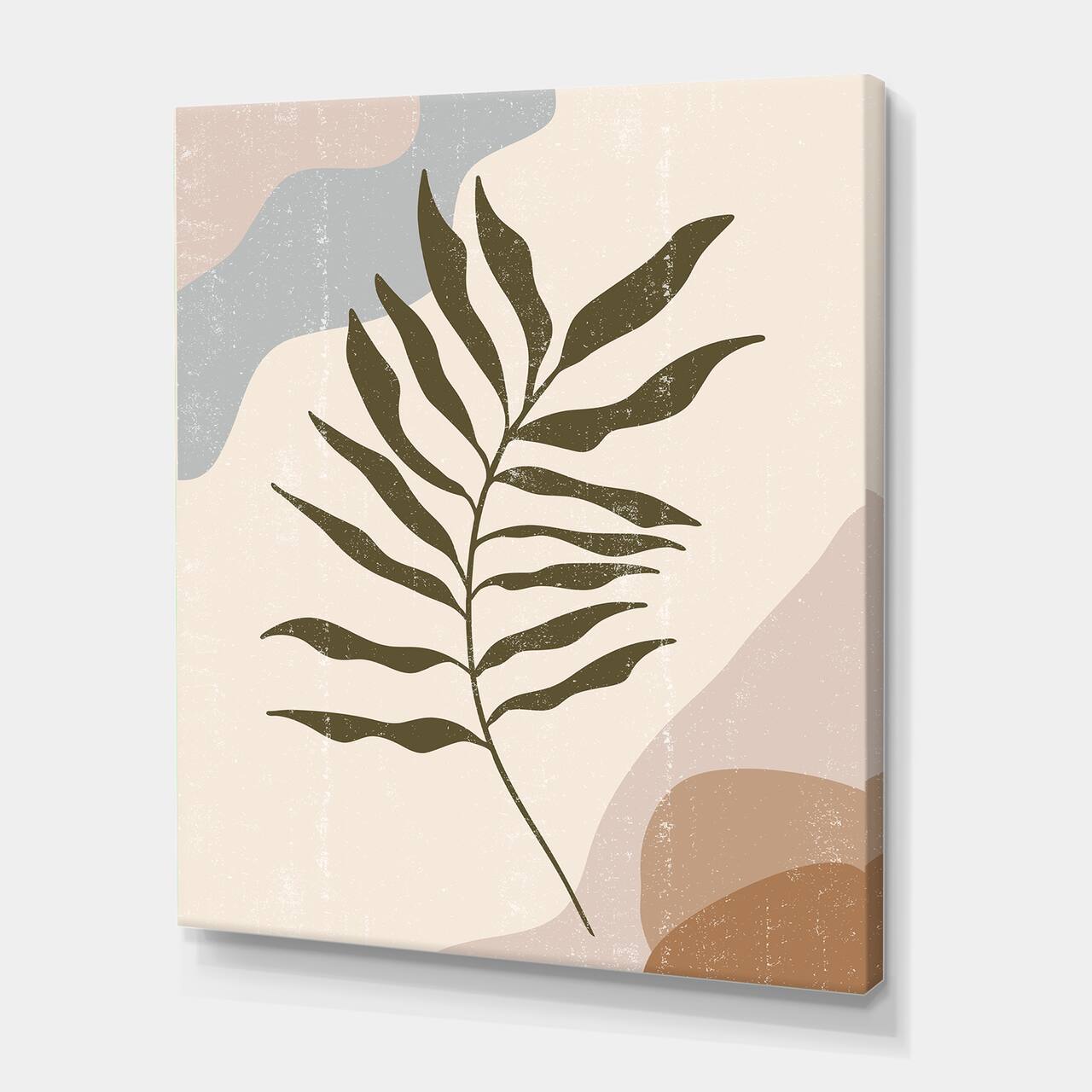 Designart - Botanical Minimalist Leaf In Earth Tones I - Modern Canvas Wall Art Print